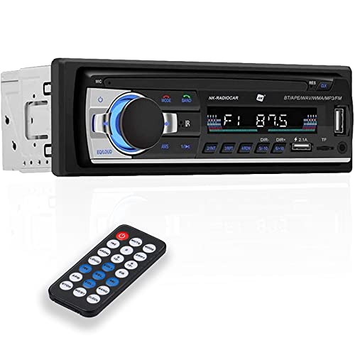 NK Auto Radio Coche - 1 DIN - 4x40W - Bluetooth 4.0 , Función AUX, Reproductor MP3 y x2 USB, FM Sonido Estéreo, Llamadas Manos Libres, Mando para Control Remoto, Pantalla LCD, iOS & Android (eMark)