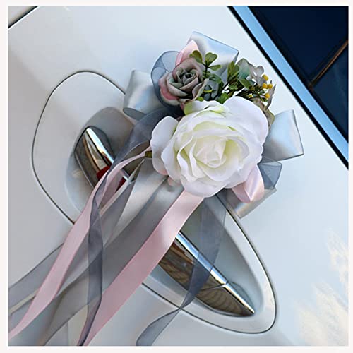 MeiYeAE 4 tiradores de flores de seda para puerta de coche,...